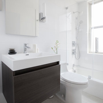 NYC Modern White Bathroom and Kitchen Renovation