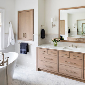 Oak and Marble Spa Master Bath in Sleepy Hollow