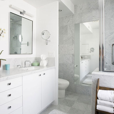 Example of a trendy bathroom design in Los Angeles with an undermount sink
