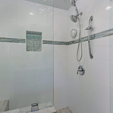 Coastal Master Bathroom with Polished Chrome Fixtures