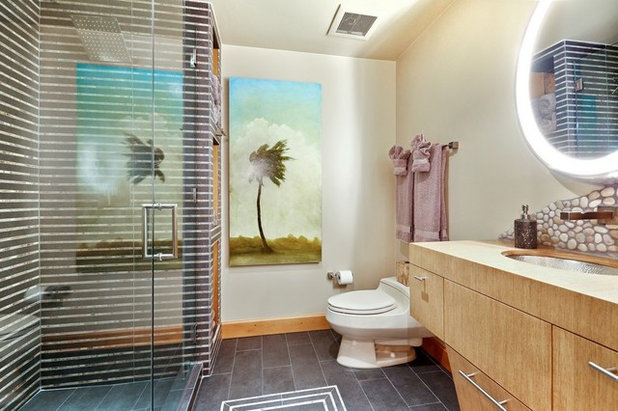 Tropical Bathroom by Laura Martzell Designs, LLC