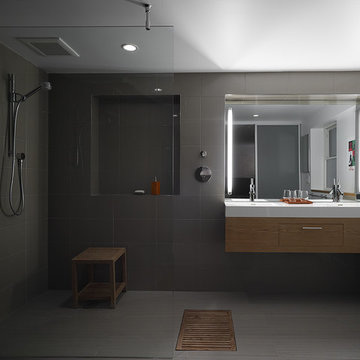 open plan bathroom