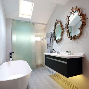 Open plan master ensuite with freestanding bath