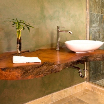Open Shower & Floating Wood Counter