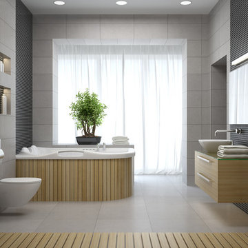 Open Style Modern Bathroom with Bamboo Features