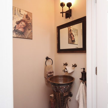 Opened Rustic Powder Room in Chicago Northwest Suburbs