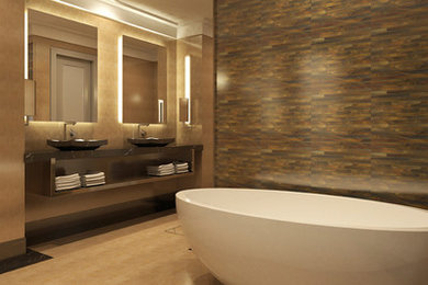 Exemple d'une salle de bain tendance.