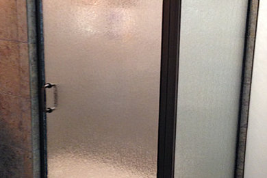 Corner shower - transitional corner shower idea in Minneapolis