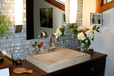 Bathroom - mid-sized bathroom idea in Other with a console sink