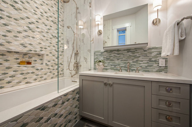 Transitional Bathroom by Heather Cleveland Design