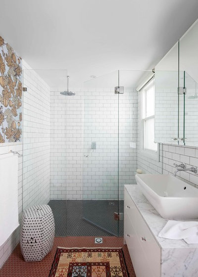 Transitional Bathroom by Stacey Kouros Design