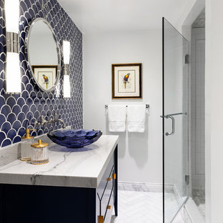 75 Beautiful Small Bathroom With Blue Cabinets Pictures Ideas July 2021 Houzz