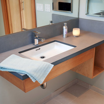 Paperstone counter in bathroom sink.