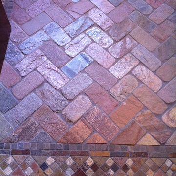 Patterned brick floor