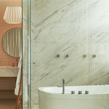 Peach Mid-Century Modern Bathroom