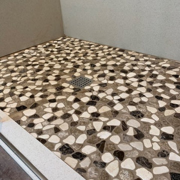 Pebble tile shower floor