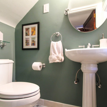 Pedestal Sink with Stainless Steel Accents