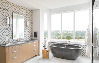 5 Bathrooms Go Bold with Geometric Patterns on the Walls
