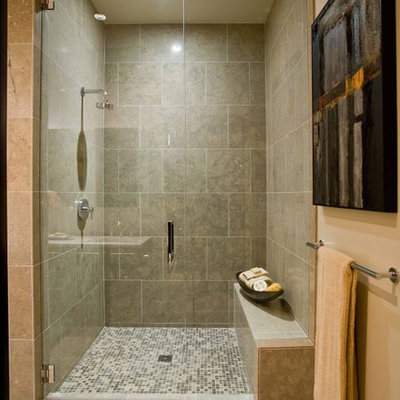 Inspiration for a contemporary mosaic tile bathroom remodel in Portland