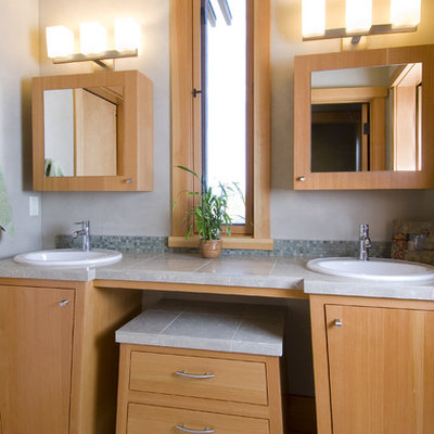 Inspiration for a contemporary mosaic tile bathroom remodel in Seattle
