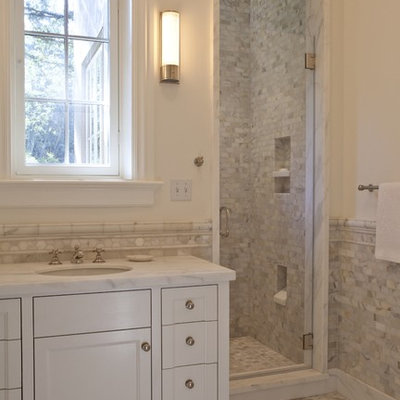 Inspiration for a timeless mosaic tile bathroom remodel in San Francisco