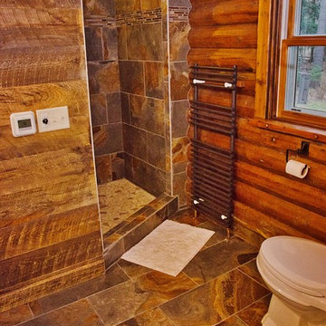 Pine Custom Rustic Home Walk In Bathroom Renovation