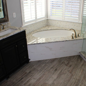 Plank and Marble Master Bath
