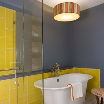 Pop of Yellow Modern Bathroom