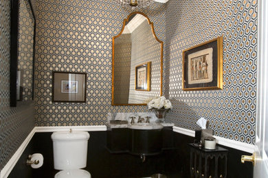 Example of an eclectic powder room design in Detroit