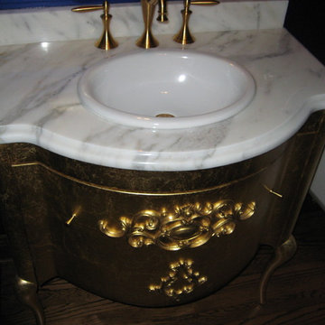 Powder Room Vanity: Calcutta Gold