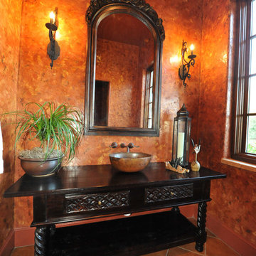 Powder Room,venetian plaster and antique vanity