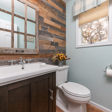 Powder Room with rustic wood accent wall - Swedesboro