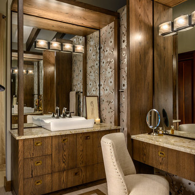 Bathroom - contemporary bathroom idea in Vancouver with a vessel sink