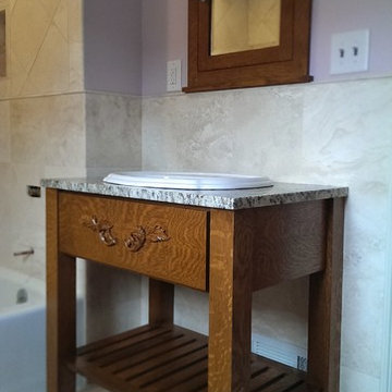 Quartersawn Oak Bathroom Vanity and Mirror