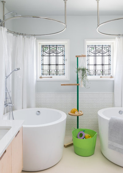 Transitional Bathroom by DeForest Architects