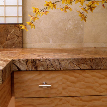 Quilted maple bath vanity
