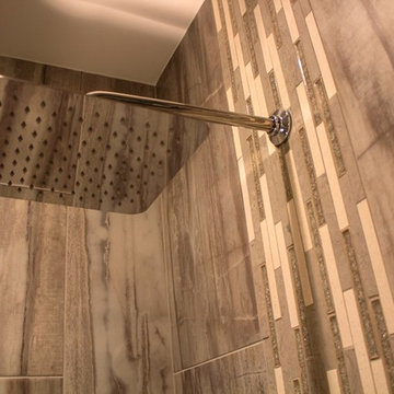 Rain head shower with custom handcrafted tiles