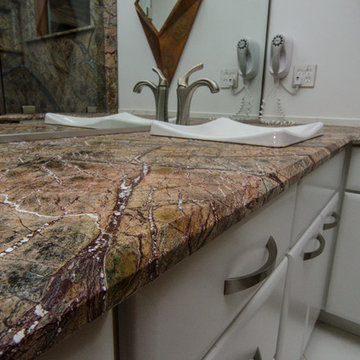 Rainforest Brown Leathered Granite Bathroom