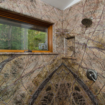 Rainforest Brown Leathered Granite Bathroom