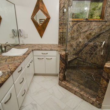 Rainforest Brown Leathered Granite Bathroom