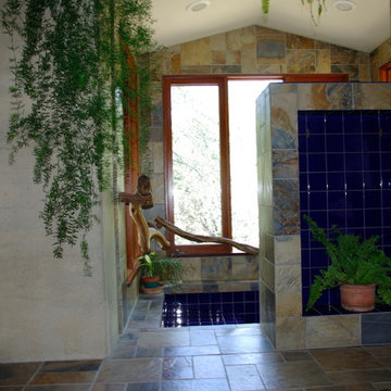 Rammed Earth Off-Grid Country Home:Step down shower/bath