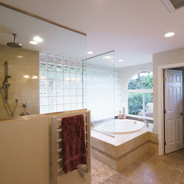 Rancho Bernardo Master Bathroom Remodel with Doorless Shower and Towel Warmer