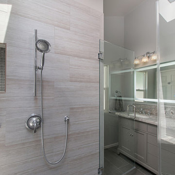 Large Master Bathroom Remodel with Glass Shower Door
