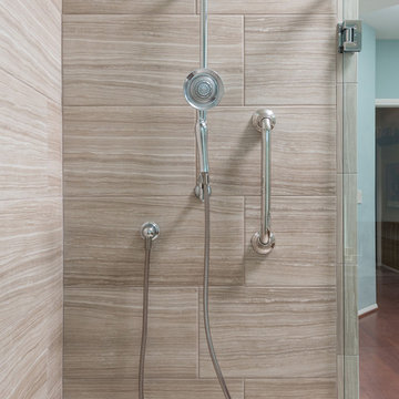 Rancho Bernardo Master Bathroom Remodel with Polished Chrome Shower Fixtures