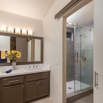 Rancho Penasquitos Master Bathroom Remodel with Brown Vanity