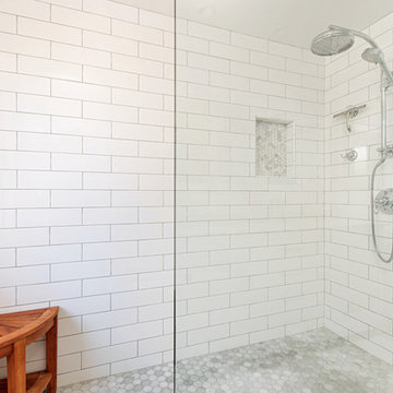 Rancho Santa Fe White Subway Tile In Master Bathroom Remodel