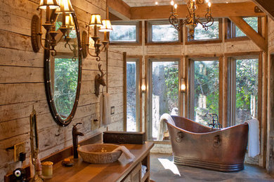 Inspiration for a rustic bathroom remodel in Other