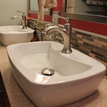 Red and Gray Bathroom