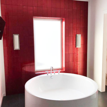 Red Glitter Tile Bathroom in Myrtle Beach