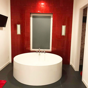 Red Glitter Tile Bathroom in Myrtle Beach